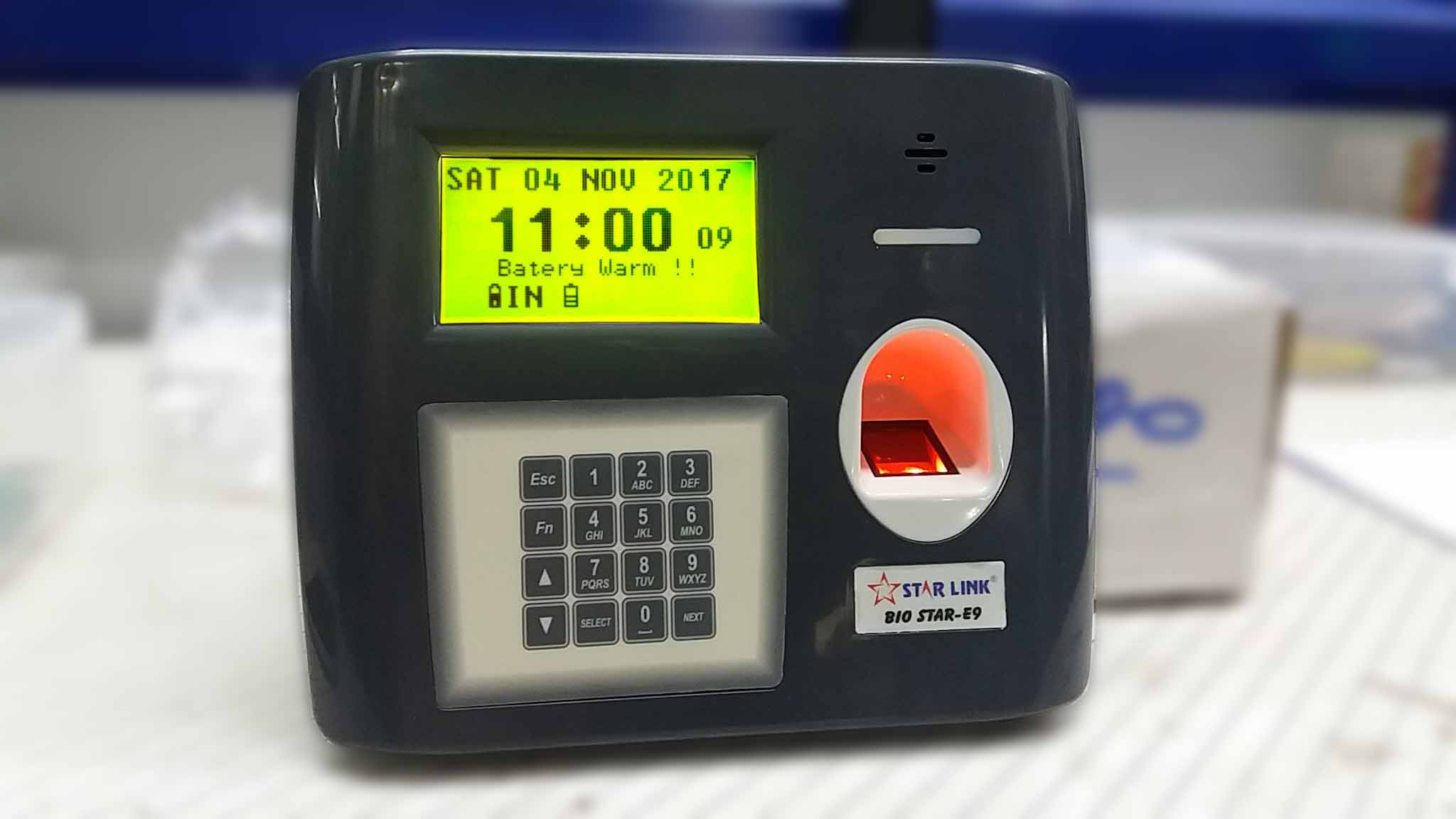biometric machine battery, biometic system backup, biometrics, biometric battery, fingerprint attendance, battery operated time clock