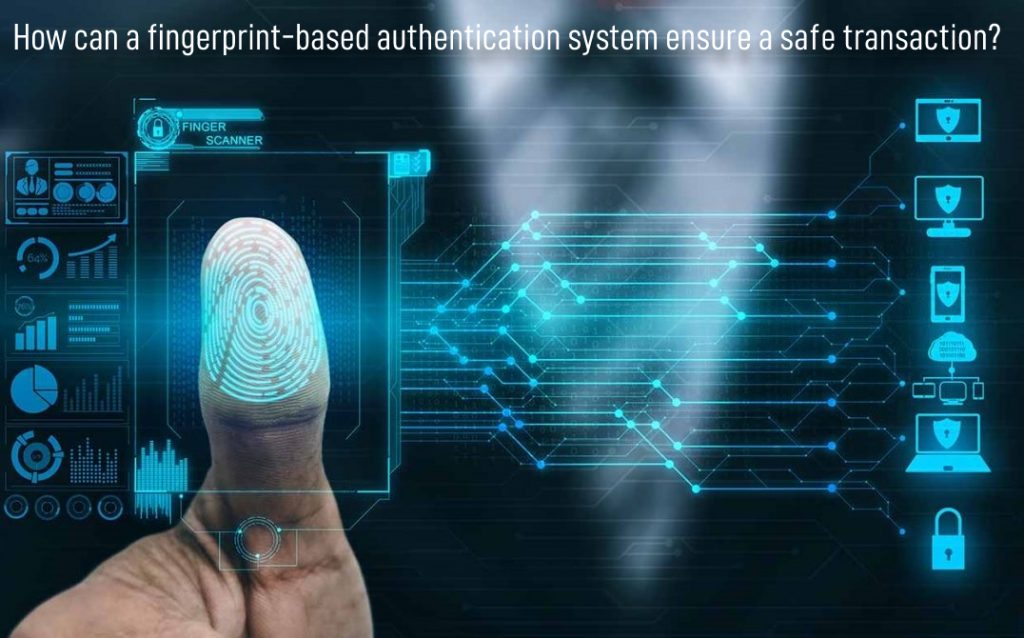 How can a fingerprint-based authentication system ensure a safe transaction